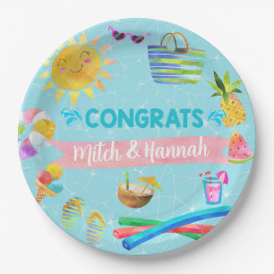 Pool bash girl baby shower paper plates. plates