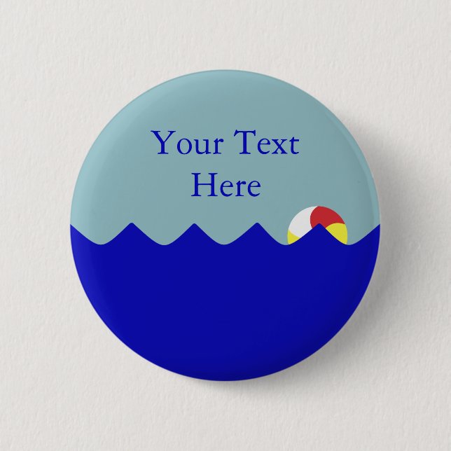 Pool Beach Ball (Customizable) Button (Front)