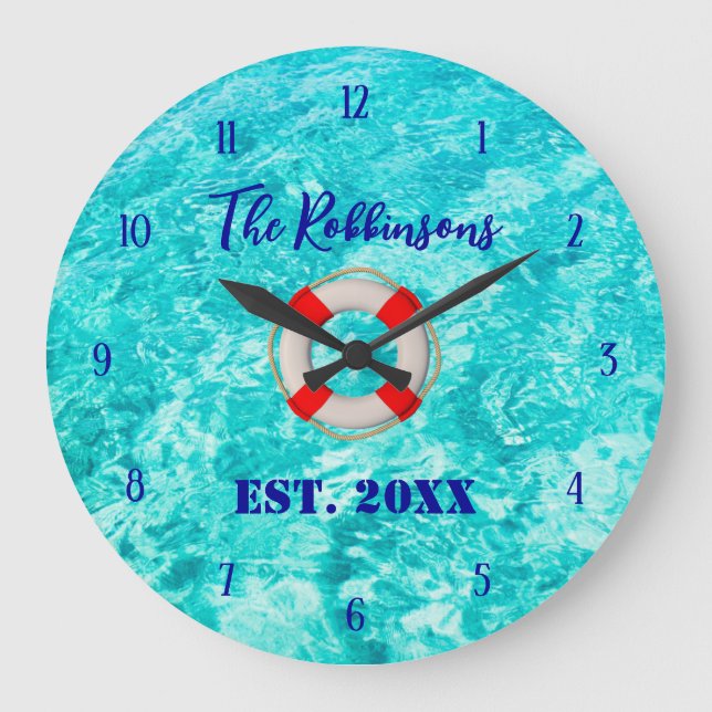 Pool Beach Lifesaver personalized Large Clock (Front)