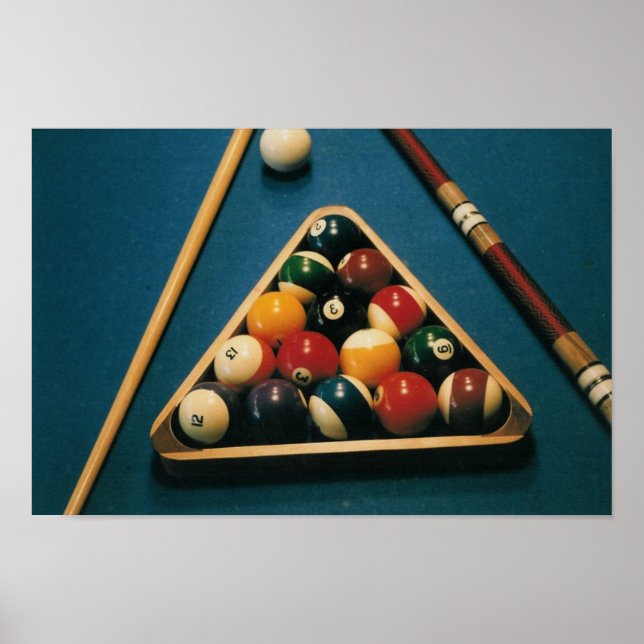 Pool / Biliiards Table, balls, ques -- Poster (Front)