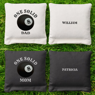 Pool Billiard 8 Ball One Solid Mom & Dad Parent Cornhole Bags