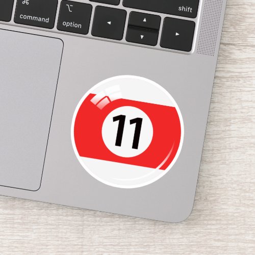 Poolbilliard ball number eleven 11 red white sticker