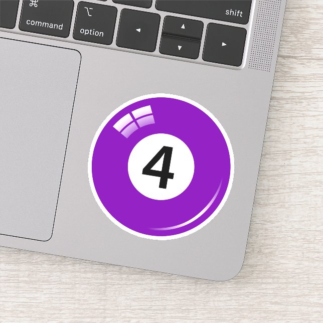 Pool/billiard ball number four (4) purple sticker (Detail)
