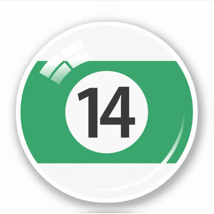 Pool Billiard Ball Number Fourteen 14 Green White Sticker Zazzle Com