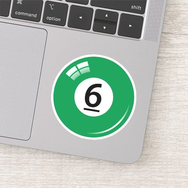 Pool/billiard ball number six (6) green sticker (Detail)