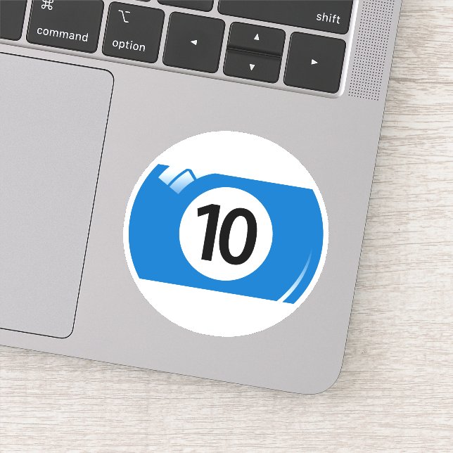 Pool/billiard ball number ten (10) blue white sticker (Detail)