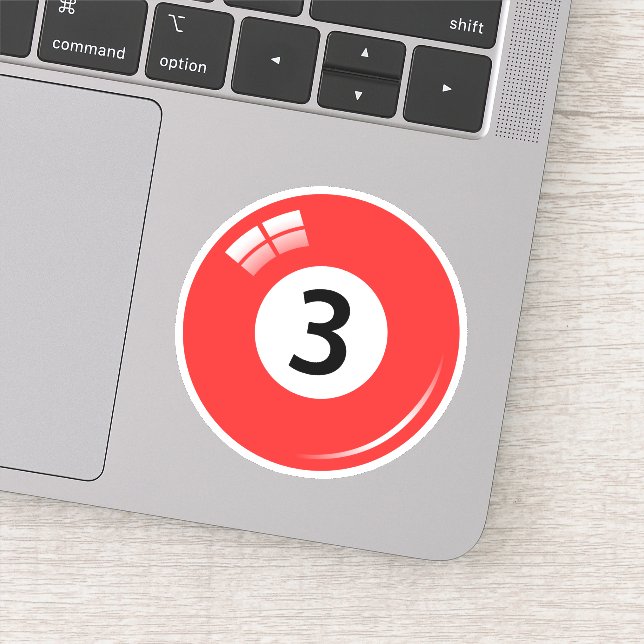 Pool/billiard ball number  three (3) blue sticker (Detail)