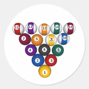 Pool: Billiard Balls: Billiards: Classic Round Sticker