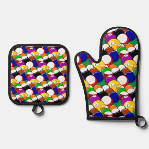 Pool Billiard Balls Design  Oven Mitt & Pot Holder Set