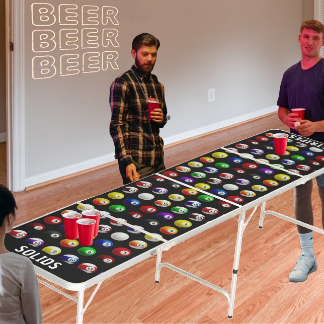 Pool Billiard Balls Pattern Solids Stripes Black Beer Pong Table (Pool Billiard Balls Pattern Solids Stripes Black Beer Pong Table)