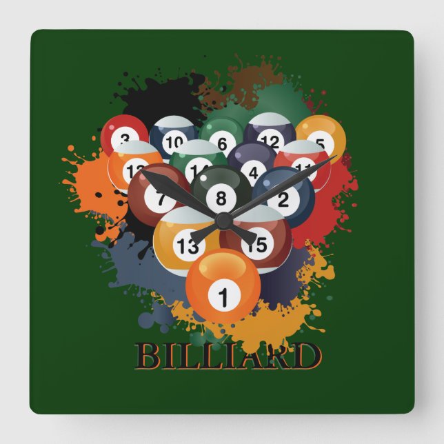 Pool Billiard Balls Wall Clock (Front)