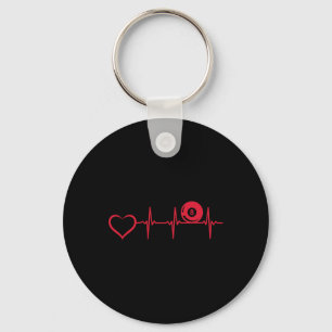 Pool Billiard Heartbeat Heart - 8-ll Pool Billiard Keychain