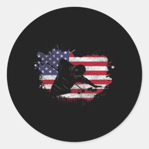 Pool Billiard Shirt - American Flag Billiard Playe Classic Round Sticker