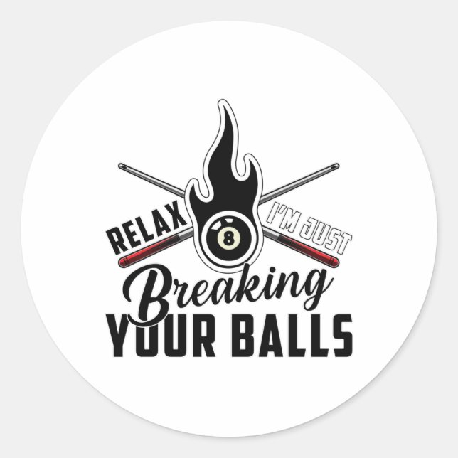 Pool Billiard Snooker 8 Ball Billiards Funny Gift Classic Round Sticker (Front)