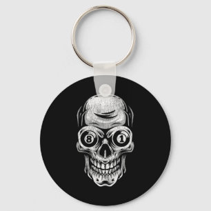 Pool Billiard Snooker Player Skull 8 And 9 Keychain
