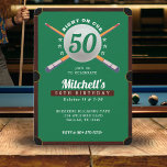 Pool Billiards 50th Birthday Party Green Invitation<br><div class="desc">Cool pool table / billiards 50th birthday party invitation.  Personalize it with your event details.</div>