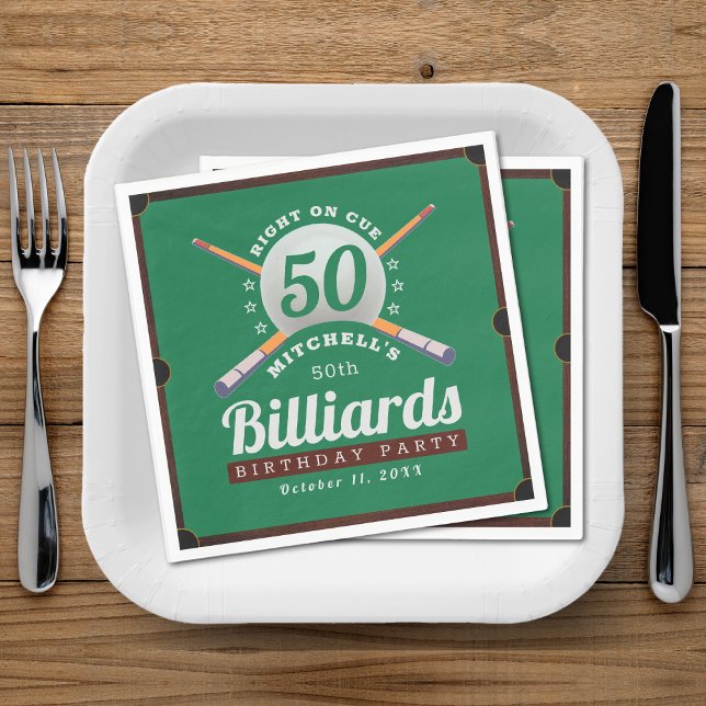 Pool Billiards 50th Birthday Party Napkins (Pool Billiards 50th Birthday Party Napkins
)