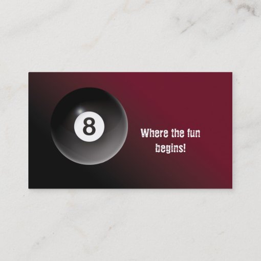 Pool - Billiards 8 Ball Business Card Burgundy | Zazzle