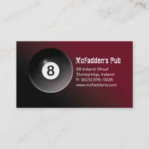 Pool - Billiards 8 Ball Business Card Burgundy
