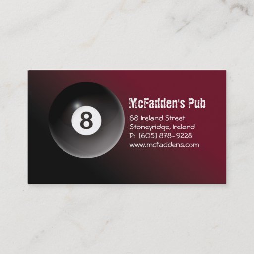 Customizable Pool - Billiards 8 Ball Business Card Burgundy