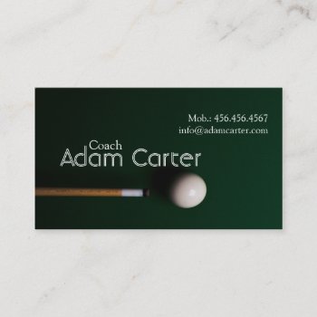 Pool Billiards Coach Trainer Sport Team Business Card by paplavskyte at Zazzle