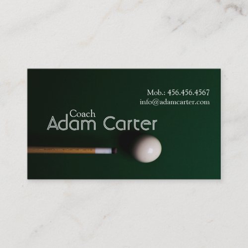 Pool Billiards Coach Trainer Sport Team Business Card