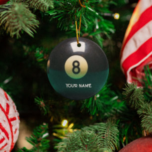 Pool Billiards Eight Ball Personalized Metal Ornament