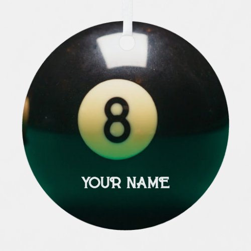 Pool Billiards Eight Ball Personalized Metal Ornament