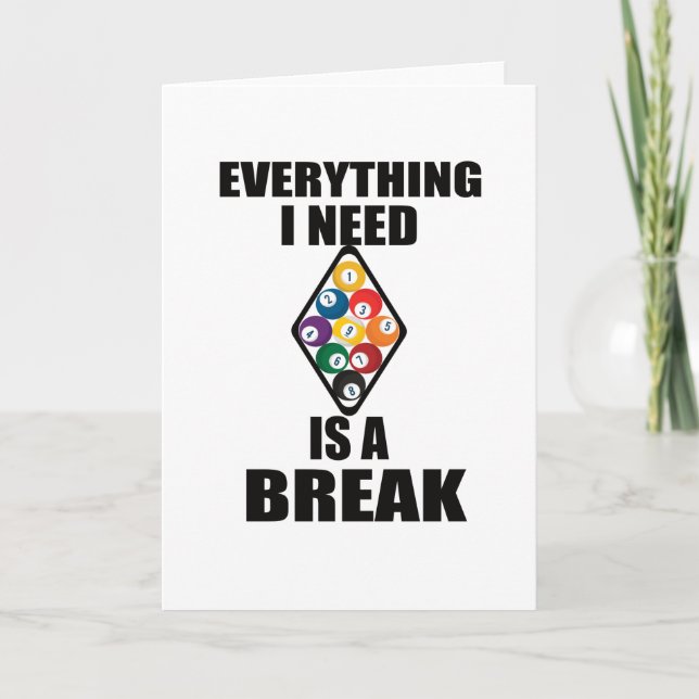 Pool Billiards Gifts Pool Player Snooker Billiards Card (Front)