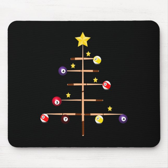 Pool Billiards Ll Cue Sports Christmas Tree  Mouse Pad (Front)