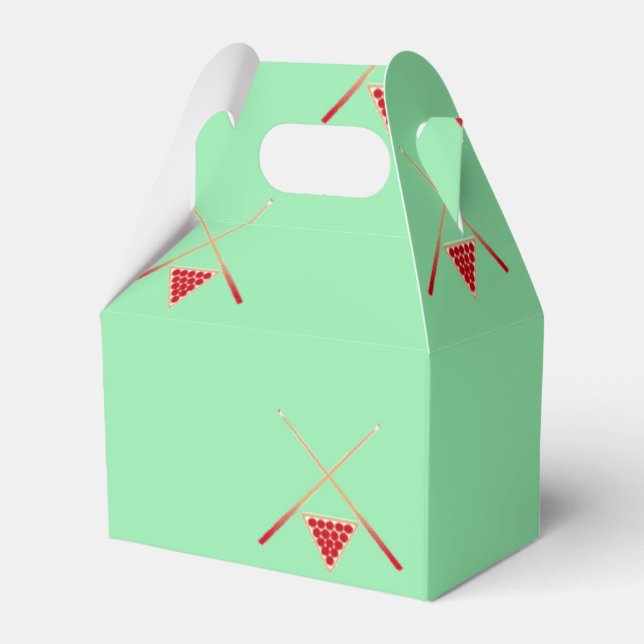 pool billiards on green favor boxes (Front Side)