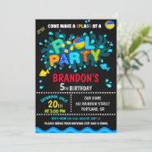 Pool birthday invitation Boy pool party invite (Standing Front)