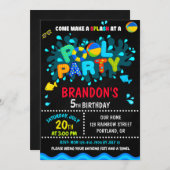 Pool birthday invitation Boy pool party invite (Front/Back)