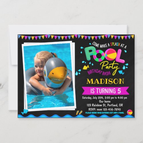 Pool birthday invitation Pool party invitation