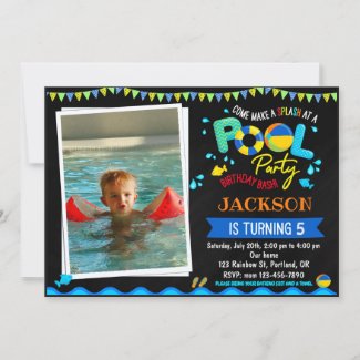 Pool birthday invitation Pool party splash invite
