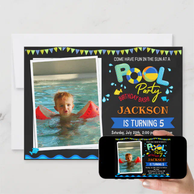 Pool birthday invitation Pool party splash invite | Zazzle