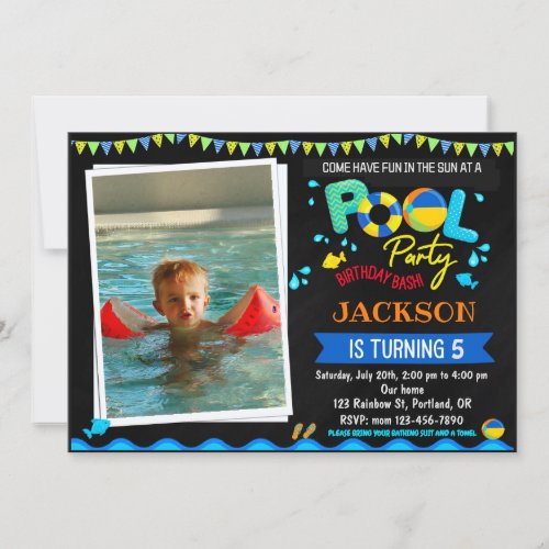 Pool birthday invitation Pool party splash invite
