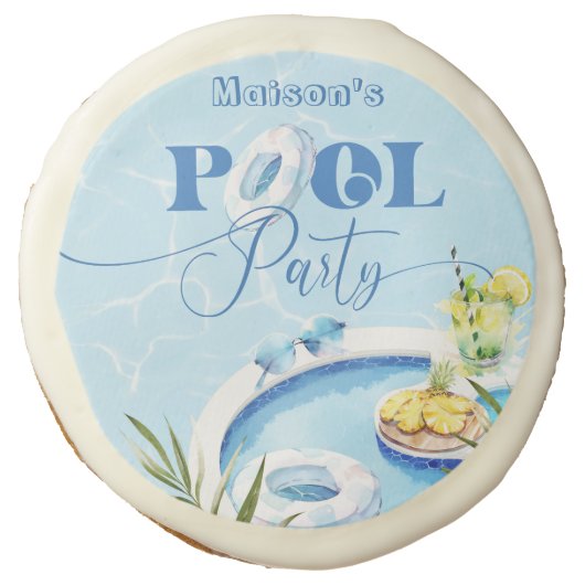 Pool birthday party blue swimming pool sugar cookie (Front)