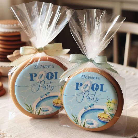 Pool birthday party blue swimming pool sugar cookie