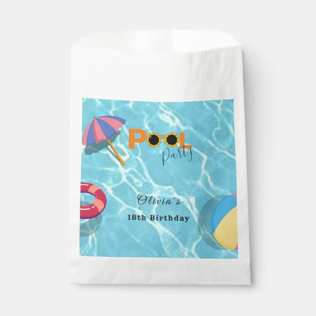 Pool Birthday Party celebration theme Favor Bag (Front)