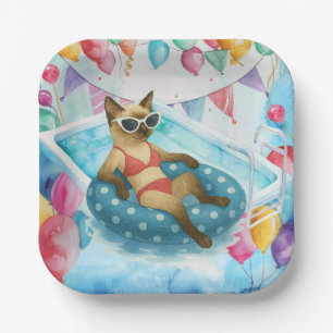 Pool Birthday Party for Cat Lovers  Paper Plates