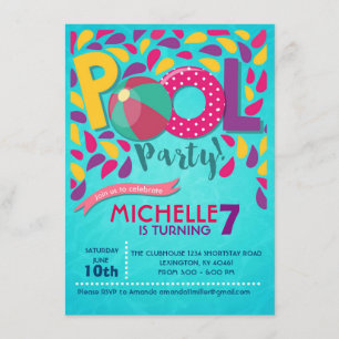 Pool Birthday Party Invitation