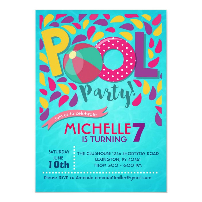 Pool Birthday Party Invitation