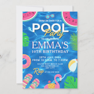 Pool Birthday Party Invitation