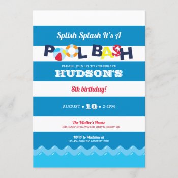 Pool Birthday Party Invitation by EllisonReed at Zazzle