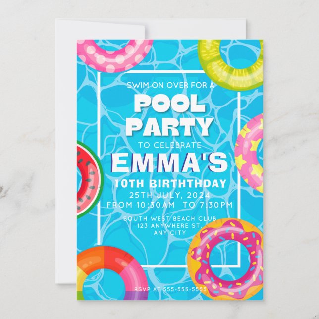 Pool Birthday Party Invitation (Front)