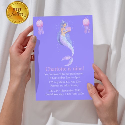 pool birthday party invitation for girls