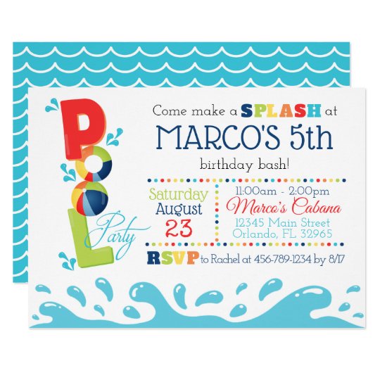 pool birthday party invitation pool party swim birthday party invitations