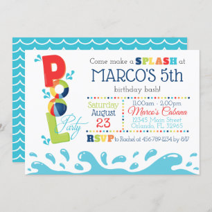 Pool Birthday Party Invitation - Pool Party