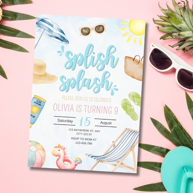 Pool Birthday Party Invitation, Swimming Birthday Invitation (Creator Uploaded)